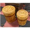 Image 1 : TWO WICKER BASKETS 13" AND 15" DIA X 20" HIGH