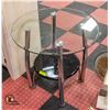 Image 1 : GLASS TOP TABLE H-25.25" DIAMETER-26"
