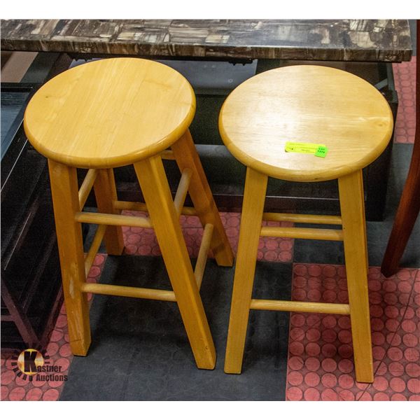 TWO WOODEN STOOLS