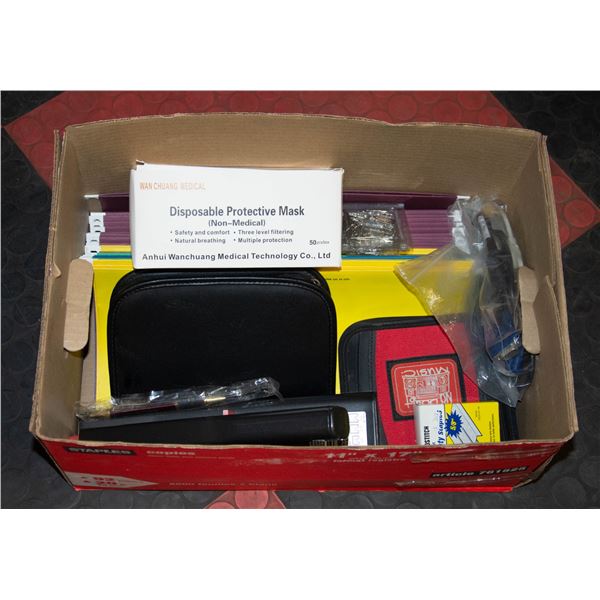 BOX OF OFFICE SUPPLIES