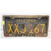 Image 1 : 1963 CALIFORNIA LICENSE PLATE WITH SOLID BRASS