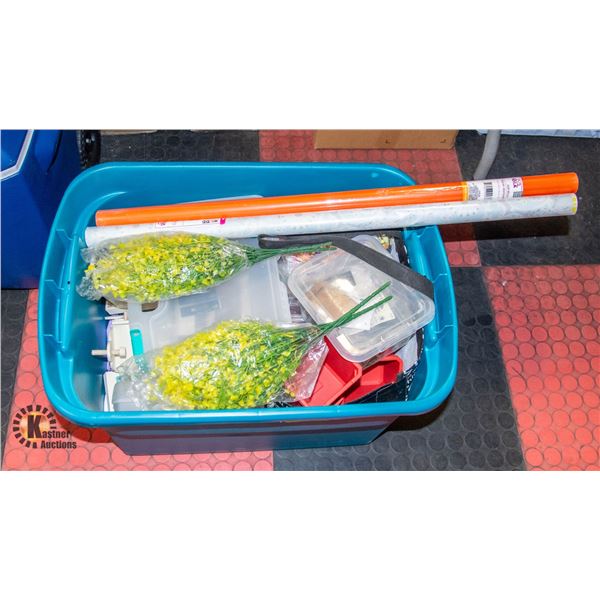 TOTE OF MISC ART SUPPLIES