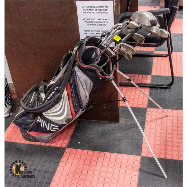 PING GOLF CLUB BAG & CLUBS