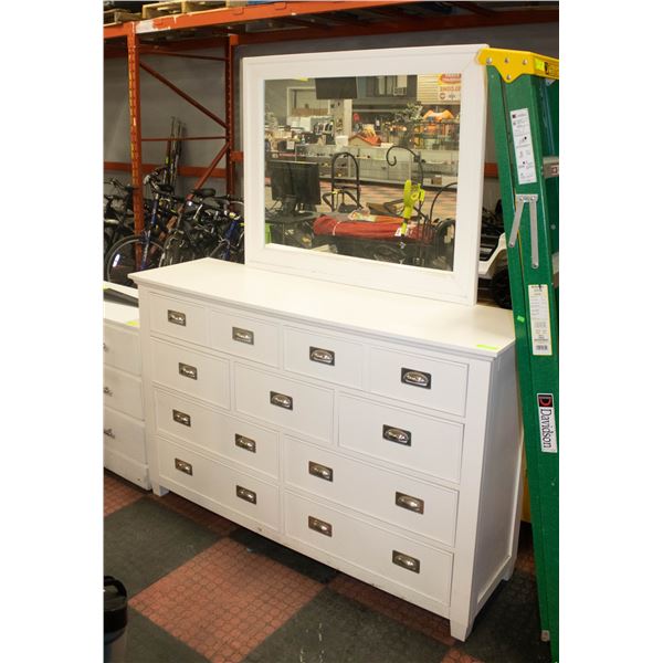 7 DRAWER WHITE DRESSER WITH MIRROR H-72.75" W-18"