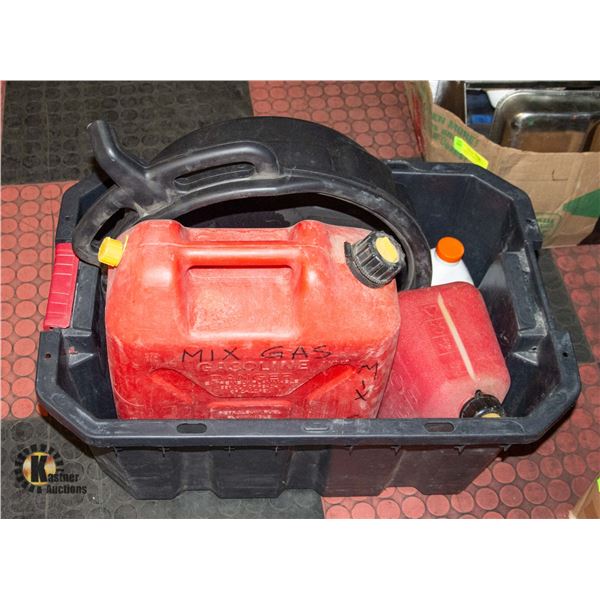 HEAVY DUTY TOTE WITH 5 GALLON TALL GAS CAN,