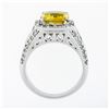 Image 9 : Vintage 18K White Gold 6.95 ctw GIA Orangy Yellow Sapphire & Diamond Cocktail Ri
