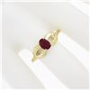 Image 3 : 14k Yellow Gold 0.70 ctw Oval Ruby Solitaire Dual Finish Open Infinity Sides Rin