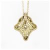 Image 4 : Antique Art Deco 14K Yellow Gold Diamond Open Filigree Milgrain Pendant Necklace