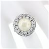 Image 3 : Vintage 18K White Gold Large Golden Pearl 2.10 ctw Tiered Double Diamond Halo Ri