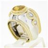 Image 9 : Vintage 18K TT Gold GIA Orange Yellow Bezel Sapphire & Diamond Unique Domed Ring