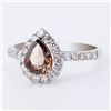 Image 2 : 0.90 ctw Fancy Brown CENTER Diamond Platinum Ring (1.39 ctw Diamonds)