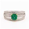 Image 1 : 0.70 ctw Emerald and 0.48 ctw Diamond 18K White and Yellow Gold Ring