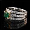 Image 2 : 0.70 ctw Emerald and 0.48 ctw Diamond 18K White and Yellow Gold Ring