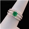Image 3 : 0.70 ctw Emerald and 0.48 ctw Diamond 18K White and Yellow Gold Ring