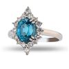 Image 2 : 4.33 ctw Blue Zircon and 0.54 ctw Diamond Platinum Ring