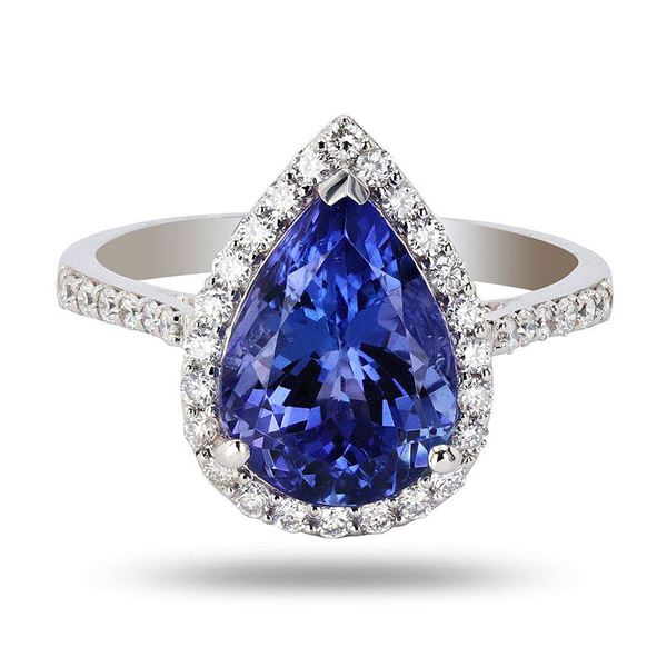 3.93 ctw Tanzanite and 0.38 ctw Diamond 18K White Gold Ring