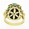 Image 7 : Vintage 18K Gold 0.15 ctw Diamond Cluster Green Enamel Large Prong Domed Tall Ri