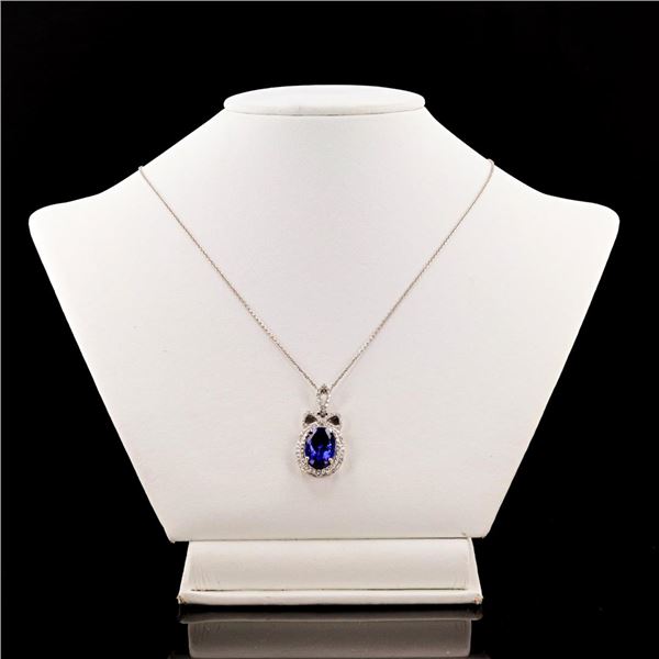 6.44 ctw Tanzanite and 0.66 ctw Diamond Platinum Pendant
