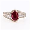 Image 2 : 1.30 ctw BURMA Ruby and 0.34 ctw Diamond 18K White and Rose Gold Ring (GIA CERTI