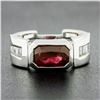 Image 2 : Unisex Vintage 14k Gold 3.55 ctw Rectangular GIA Burma Bezel Ruby & Diamond Ring
