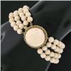 Image 1 : Vintage 14k Gold Large Angel Skin Coral 4 Strand 5.2-5.7mm Bead Wide Bracelet