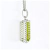 Image 4 : 18K White Gold Rectangular Lemon Quartz Diamond Encrusted Bail Pendant Necklace