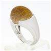 Image 9 : 18K Gold Oval Half Bezel Rutilated Quartz Solitaire Brushed Finish Cocktail Ring