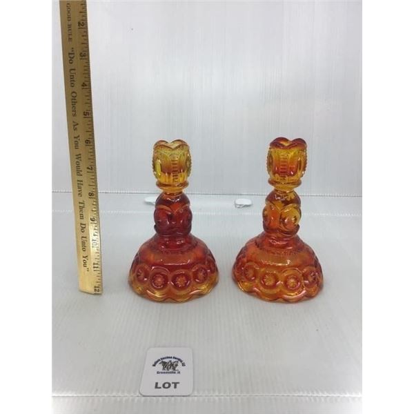 L E SMITH MOON & STARS CANDLESTICKS 1pr