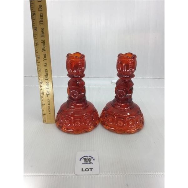 L E SMITH MOON & STARS CANDLESTICKS 1pr