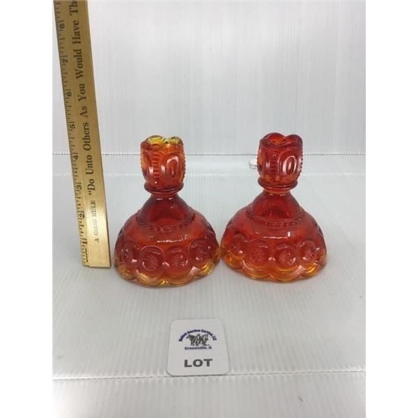L E SMITH MOON & STARS CANDLESTICKS 1pr