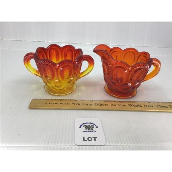 L E SMITH MOON & STARS CREAMER & SUGAR 1pr