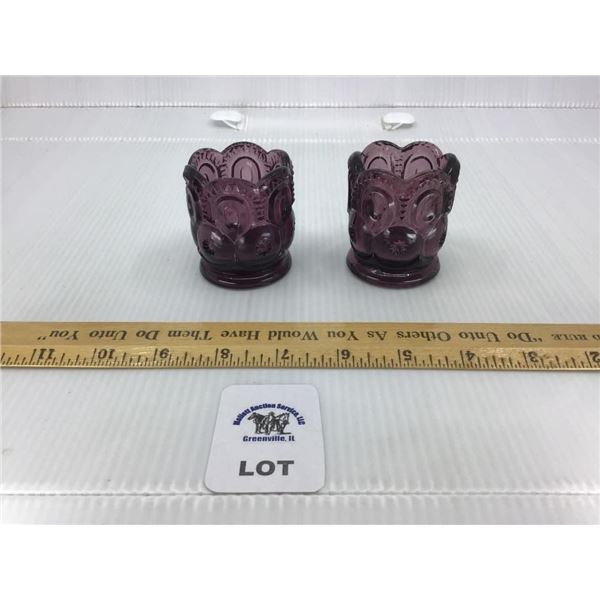 L E SMITH MOON & STARS AMETHYST TOOTHPICK HOLDERS