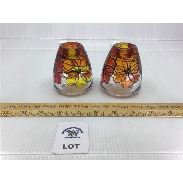 RETRO ART GLASS CANDLE HOLDERS