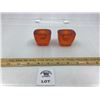 Image 1 : PAIR OF ORANGE ART GLASS CANDLE HOLDERS