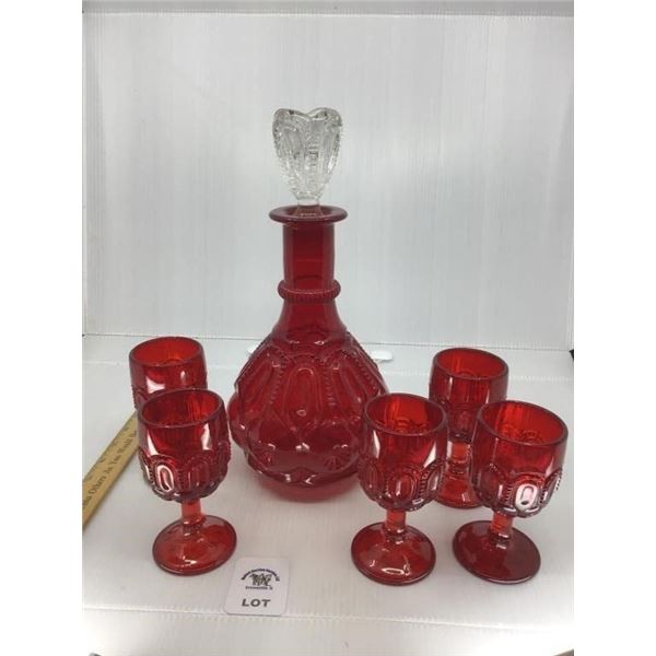 7 PC SET L E SMITH MOON & STARS RUBY RED