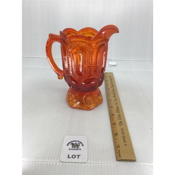 L E SMITH AMBERINA MOON & STARS 12 Oz PITCHER