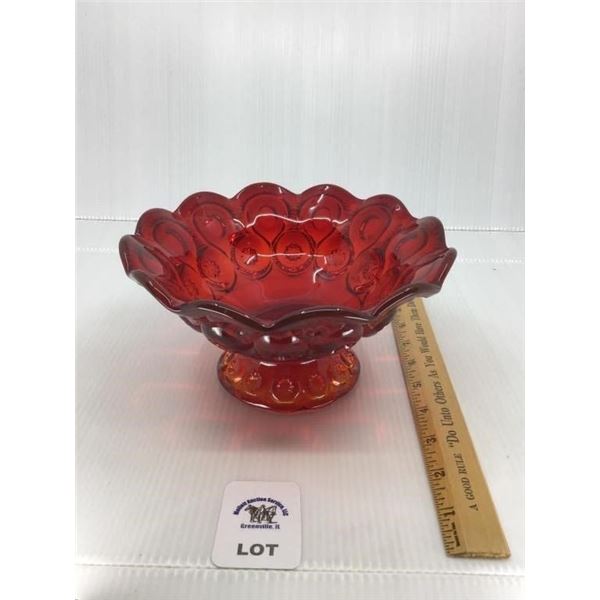 L E SMITH MOON & STARS AMBERINA RUFFLED DISH