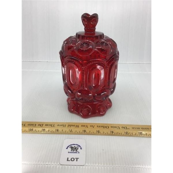 L E SMITH VINTAGE RED AMBERINA MOON & STARS CANDY