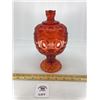 Image 1 : L E SMITH VINTAGE AMBERINA LIDDED COMPOTE