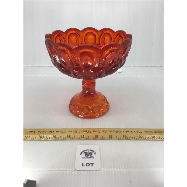 L E SMITH VINTAGE AMBERINA GLASS MOON & STARS