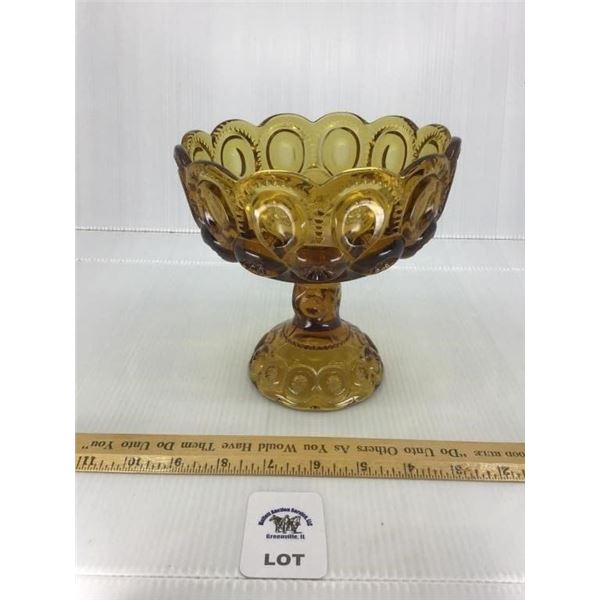 L E SMITH VINTAGE AMBER GLASS MOON & STARS