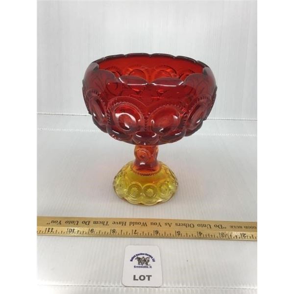 L E SMITH VINTAGE AMBERINA GLASS MOON & STARS