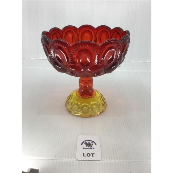 L E SMITH VINTAGE AMBERINA GLASS MOON & STARS