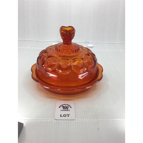 L E SMITH VINTAGE AMBERINA GLASS MOON & STARS