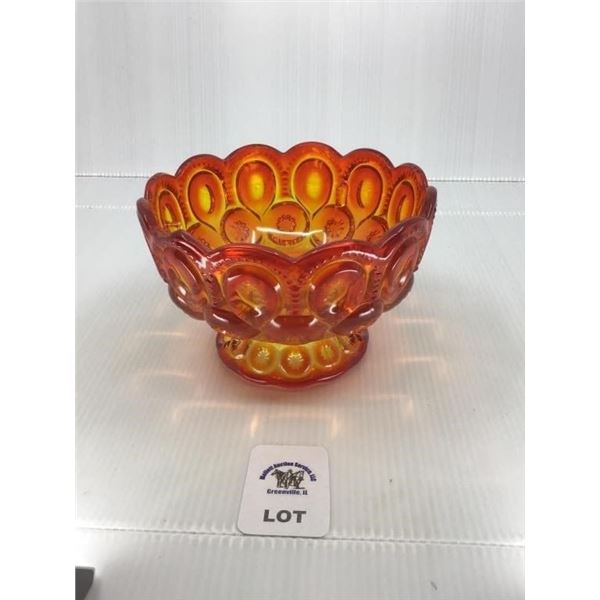 L E SMITH VINTAGE AMBERINA GLASS MOON & STARS