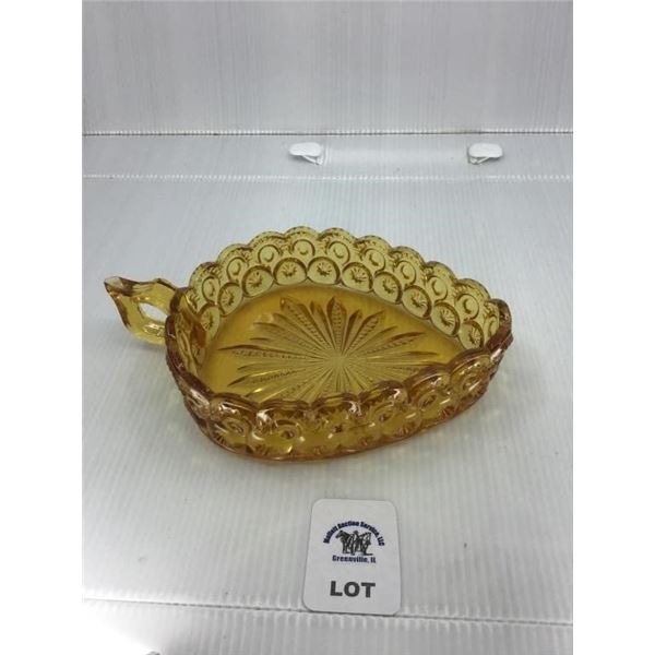 L E SMITH VINTAGE AMBER GLASS MOON & STARS HANDLE