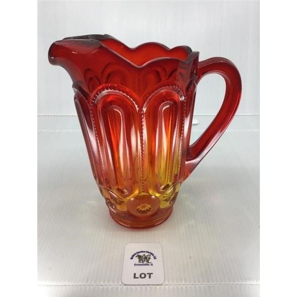 L E SMITH VINTAGE AMBERINA 8 ? GLASS MOON & STARS