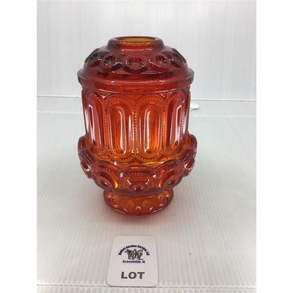 L E SMITH VINTAGE AMBERINA GLASS MOON & STARS