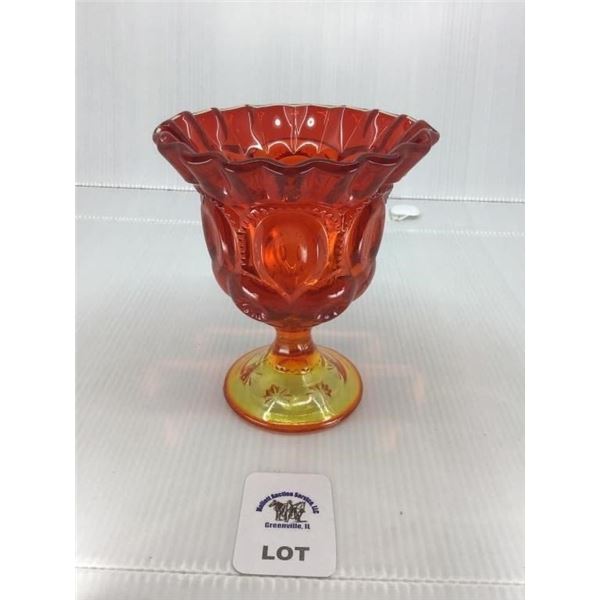 L E SMITH VINTAGE AMBERINA GLASS MOON & STARS
