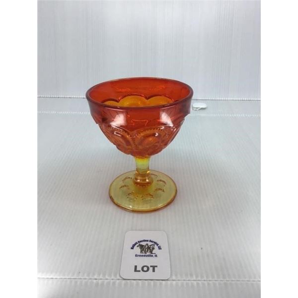 L E SMITH VINTAGE AMBERINA GLASS MOON & STARS